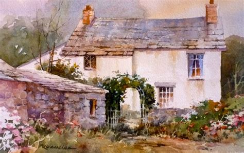 Roland Lee Travel Sketchbook Painting English Cottages In Watercolor
