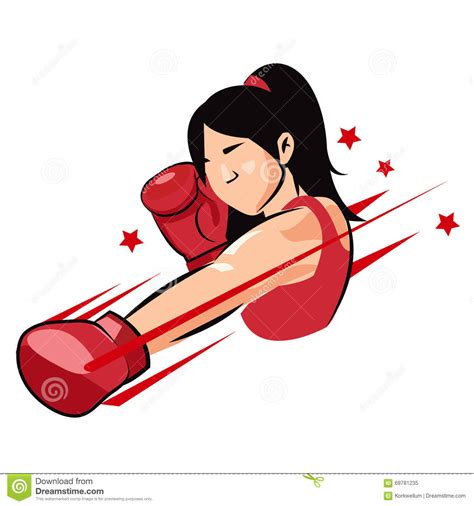 Boxing Girl Symbolic Boxing Woman Woman In Boxer Glove Vector Girl