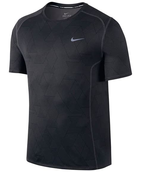 Nike Mens Dri Fit Miler Optical Run Short Sleeve Running Shirt In