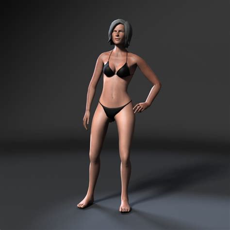 Woman In Bikini Rigged D Game Character Low Poly D Model Cad Files