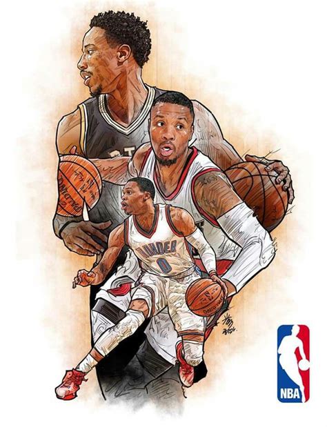 Derrick Rose Damian Lilliard Russell Westbrook Nba Basketball Art
