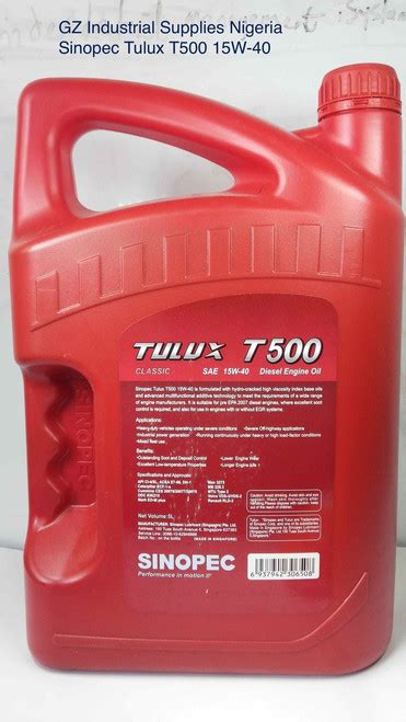 Buy Sinopec Tulux T500 15w 40 Diesel Engine Oil Gz Industrial Supplies
