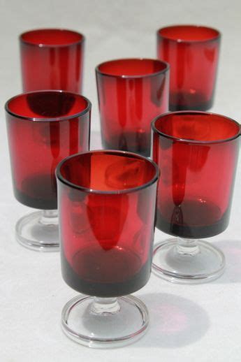 Luminarc Ruby Red Clear Stemmed Shots Or Vodka Glasses Set Of 6 Shot