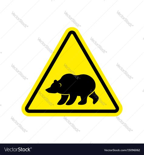 Bear Warning Sign Yellow Predator Hazard Vector Image