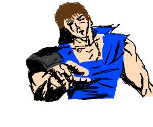 Something from the anime/manga series 'fist of the north star', meaning 'you are already dead.' and then the person it has been said to dies. omae wa mou shindeiru - Drawception