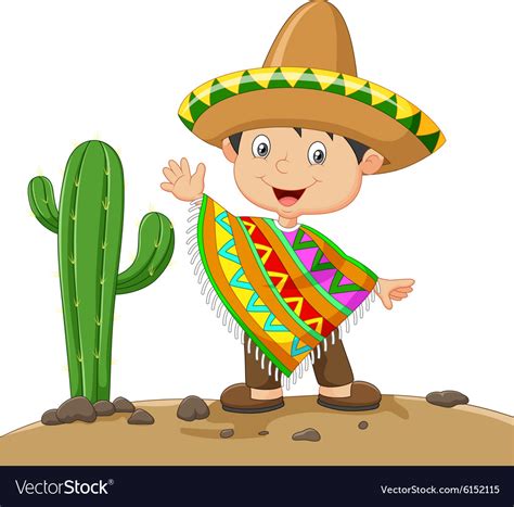 Cartoon Boy Wearing Mexican Dress Royalty Free Vector Image