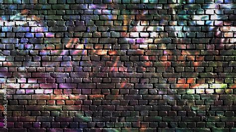 Colorful Graffiti On A Brick Wall As A Dark Background Stock Photo