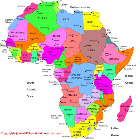 Africa Map With Capitals Labeled World Map With Countries