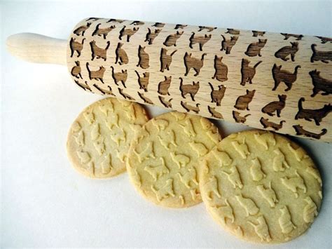 Cats Embossing Rolling Pin Engraved Rolling Pin Cats Wooden Laser