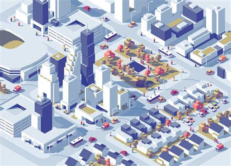 Downtown Full Isometric Art Isometric Design Graphic Art