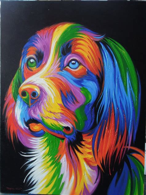 Colorful Dog Painting Art Work Painting Oil Painting On Etsy Canada
