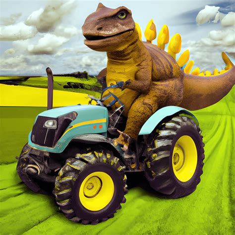 Super Adorable Chunky Friendly Fun Dinosaur Riding Tractor · Creative