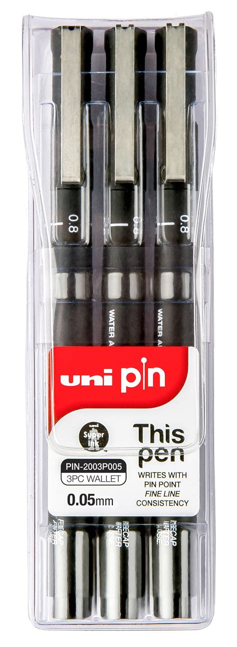 Uni Pin Fine Line Pen 3 Piece Set