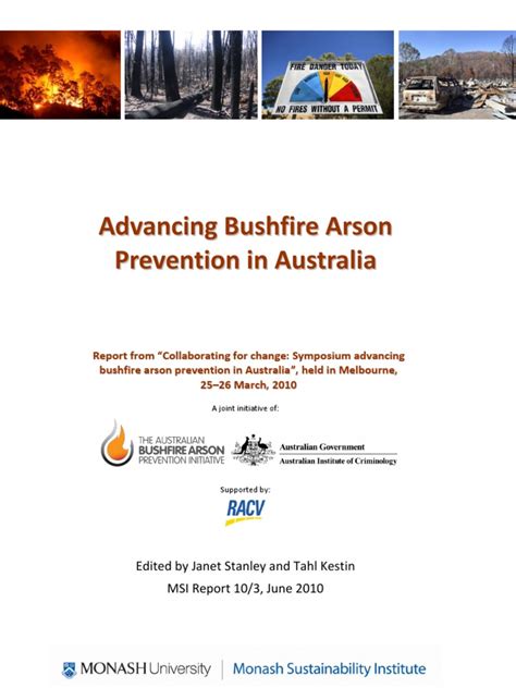 Advancing Bushfire Arson Prevention In Australia Pdf Risk Management Wildfire