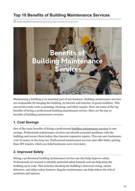 Ppt Top 10 Benefits Of Building Maintenance Services Powerpoint