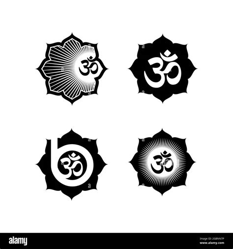 A Set Of Om Symbol Logo Sign Vector Illustration Stock Vector Image