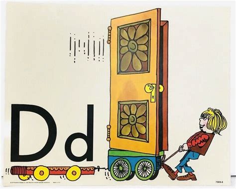 Vintage Alphabet Poster Card Electric Company Letter D 1977 Milton