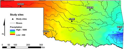 Normal Annual Precipitation In Oklahoma 1981 2010 Source Prism