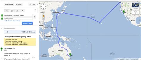 No need to register, buy now! Sydney To LA? Google Maps Suggests Travelling Via Japan ...