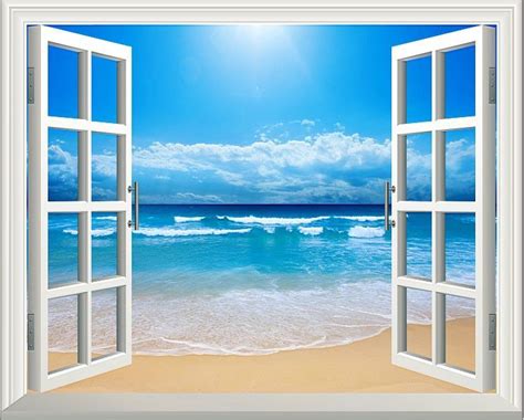 Sunshine Beach 3d Window Decoration View Removable Wall Art Sticker