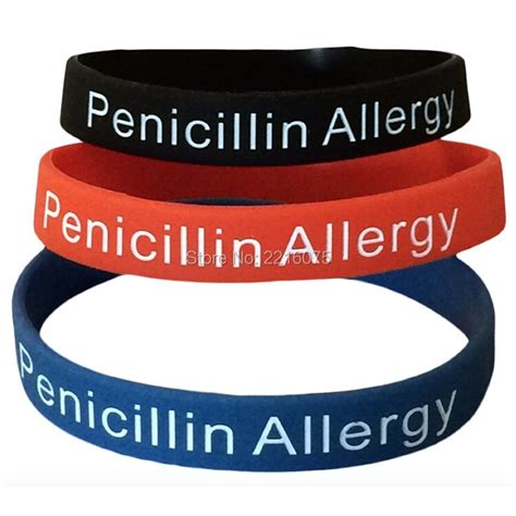 300pcs Medical Alert Penicillin Allergy Wristband Silicone Bracelets
