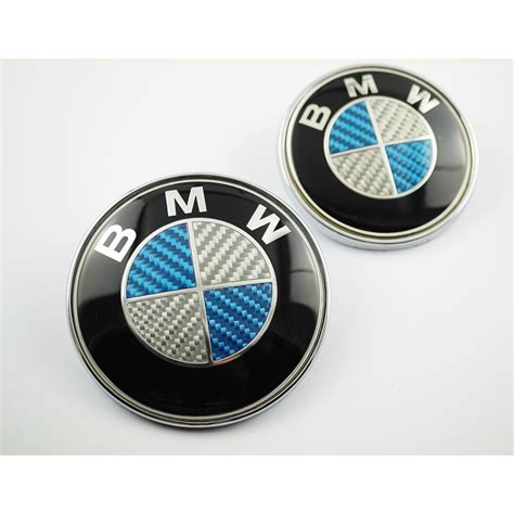 Bmw Emblem Blue And White Carbon Fiber Emblem 82mm Hood Badge And 74mm