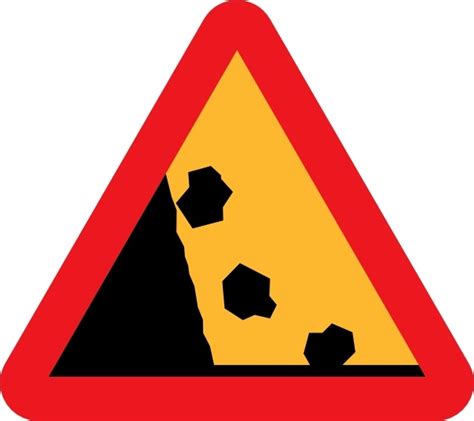 Falling Rocks Road Sign Clip Art Free Vector In Open Office Drawing Svg