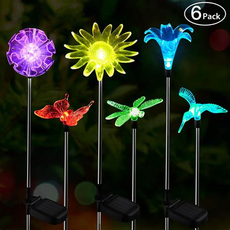 Solar Garden Lights Outdoor 6 Pack Led Figurine Stake Light Color