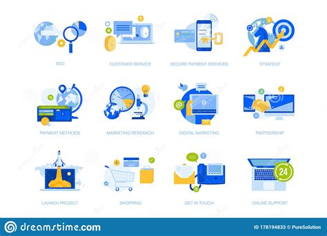 Flat Design Concept Icons Collection Stock Vector Illustration Of