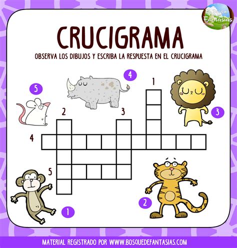 Cuadernillo De Crucigramas De Animales Para Primaria