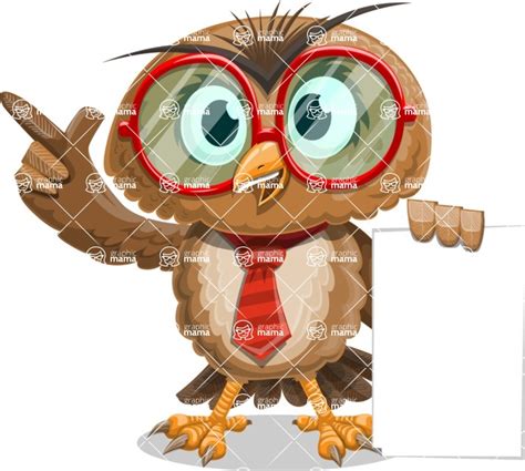 Owl With A Tie Cartoon Vector Character Illustrations Aka Owlbert Witty