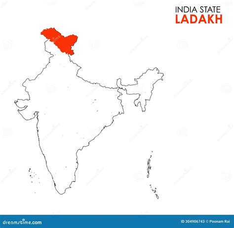 Ladakh Map Of Indian State Ladakh Map Vector Illustration Stock Illustration Illustration Of