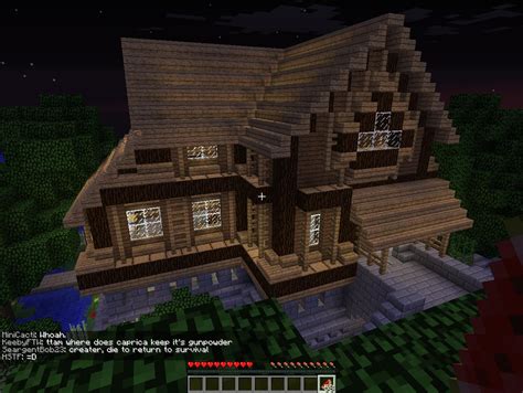 A modern wooden house in minecraft is a very cool building idea, it takes the whole modern quartz white house but translates it. My old house. Stone and Wood. : Minecraft