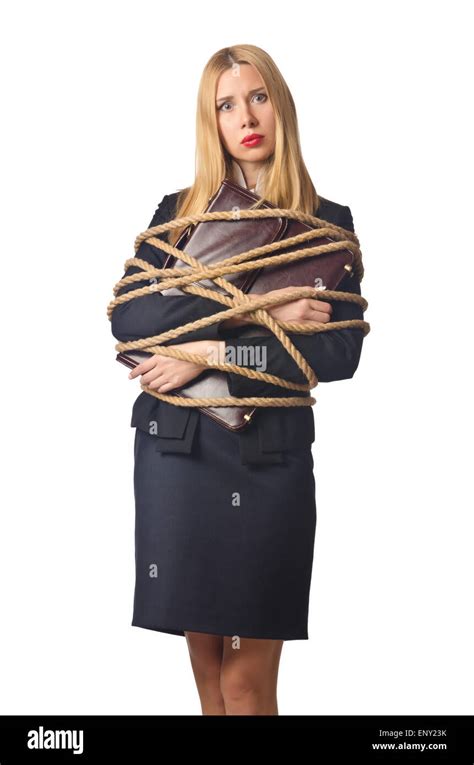 Woman Businessman Tied Up Rope Hi Res Stock Photography And Images Alamy