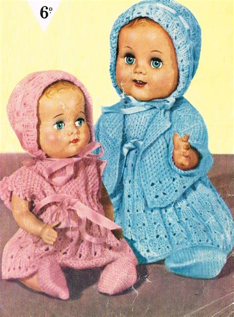 Dolls Clothes Knitting Pattern10 12 Doll Vintage Copy Pdf Instant Download Etsy