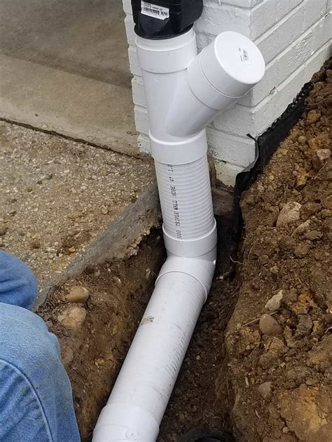 Underground Gutter Downspout Water Drainage Install Piping Rainwater Images And Photos Finder
