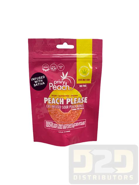 Privy Peach Cbd Sativa Gummies 250mg D2d Distro