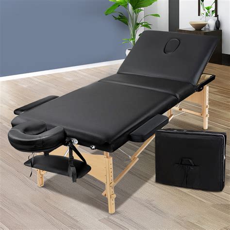 zenses massage table 70cm portable 3 fold wooden beauty bed black bedworld
