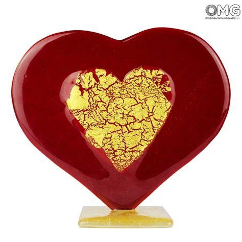 Sculptures And Figurines Objects Of Art Glass Various Collections Heart Love Red Glass With