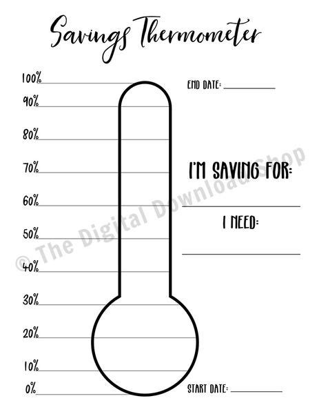 Tax saving mutual funds are just like any other mutual fund with the only difference of bearing a tax benefit. Savings Thermometer Printable | The Digital Download Shop
