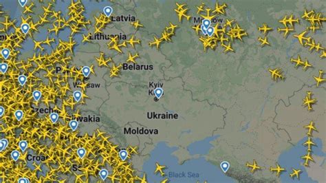 Pasca Serangan Rusia Wilayah Udara Ukraina Terlihat Kosong Dari