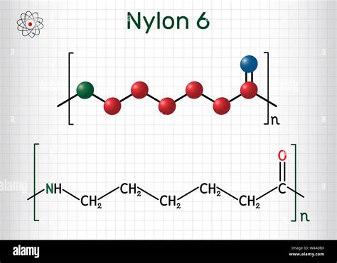 El Nylon 6 O Polycaprolactam Molécula De Polímero Fórmula Química