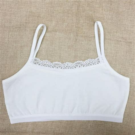 Girl Underwear Cotton Lace Bras Girls Camisoles Sports Bra For Teens Training Bra White