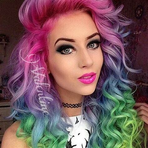 Beautiful Cool Hair Color Rainbow Dyed Hair Hair Styles