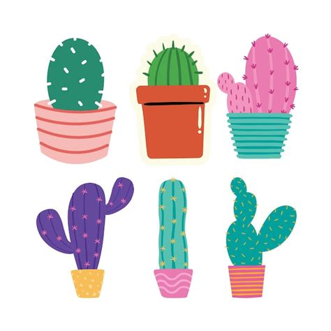 Plantas De Cactus Decoradas Ilustración Icono De Planta Suculenta