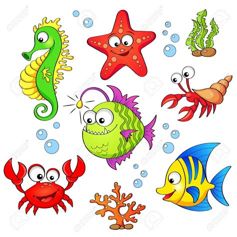 All Sea Animals Cartoon Sea Animals Vector Set Free Vector Graphics