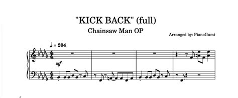 Full Chainsaw Man Op Kick Back Intermediate Piano Sheet Music