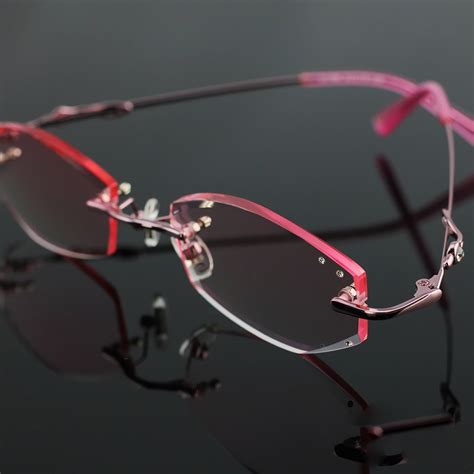 New Brand Design Titanium Eyeglasses Rimless Women Diamonds Decorations Clear Lenses Female