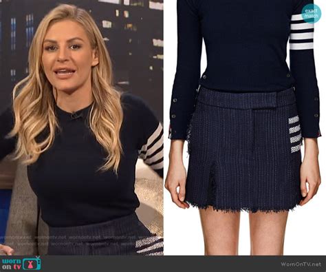 Wornontv Morgans Navy Stripe Sleeve Sweater And Skirt On E News