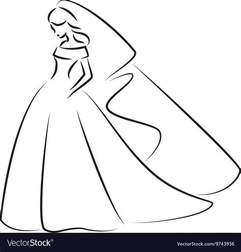 Abstract Outline A Young Elegant Bride Royalty Free Vector